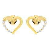 14K Yellow Gold 1/8 Cttw Diamond Journey Heart Hoop Earrings (K-L Color, I1-I2 Clarity)
