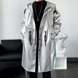 Mens Long Trench Coat Youth Mid-length Style