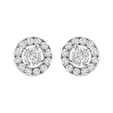 14K White Gold 3/4 Cttw Lab-Grown Diamond Floating Halo Stud Earring (F-G Color, VS1-VS2 Clarity)