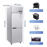 24-Inch Commercial 15 Cu.Ft Stainless Steel Reach-In Refrigerator With Two Split Doors (SAK67230)