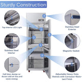 24-Inch Commercial 15 Cu.Ft Stainless Steel Reach-In Refrigerator With Two Split Doors (SAK67230)
