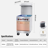 24-Inch Commercial 151K BTU 4-Burner Stainless Steel Freestanding Gas Range (SAK70931)