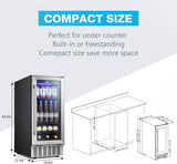 24 Inch Metal Shelves Built-in Wine Fridges Cooler Beverage Refrigerator