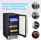 24 Inch Metal Shelves Built-in Wine Fridges Cooler Beverage Refrigerator