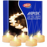 24-Piece: Warm White LED Tealight Flameless Smokeless Candles