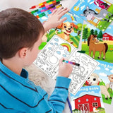 24-Pieces: Mini Coloring Books with 24 Stacking Crayons, Farm Themed