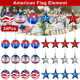 24-Pieces Set: Hanging Ornaments Ball Star Patriotic