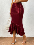 Womens Low-rise Shimmering Mermaid Skirt