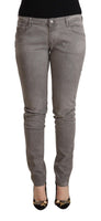 Acht Light Gray Washed Cotton Slim Fit Denim Jeans