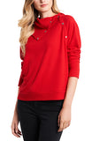 Vince Camuto Womens Red Stretch Ribbed Fold Over Neck with Snaps, Size XL