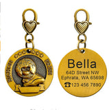 New dog identity card custom lettering tag Jin Mao Teddy dog bronze dog anti-lost pet brand