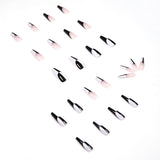 Simple Black And White Color Matching Long Nails Removable Nail Tip