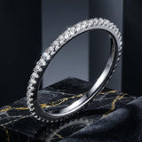 925 Sterling Silver Platinum Plated CZ Pavé Setting Ring Size 5.0 for Women