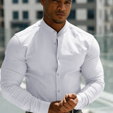Solid-color Stand-collar Long-sleeve Fitness Sports Shirt