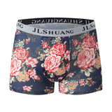 4-Pack Mens Fashionable Boxer Briefs With Floral Print