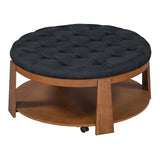 Modern Large Round Ottoman and Coffee Table 2-Tier