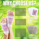 25-Pack: Rose Aroma Bamboo Vinegar Foot Pads with Herbal Foot Bath Powder