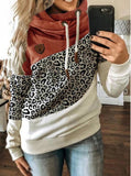 Printed stitching hooded fleece loose sweatshirt