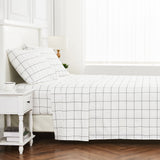 Grid Printed Cotton Percale Sheet Set