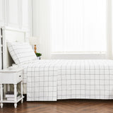 Grid Printed Cotton Percale Sheet Set