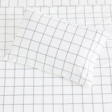 Grid Printed Cotton Percale Pillowcases