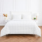 Grid Printed Cotton Percale Duvet Set