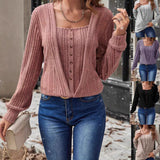 Button Fake 2-piece Sweater Regular Sleeve
