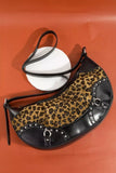 Fame Leopard Print Half Moon Shoulder Bag