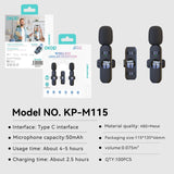 KP-M115 Best-Selling Wireless Lavalier Microphone New Model For Vlogs Livestreaming And Short-Video Recording Features Digital Display In Stock