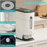 25LBS Vertical Rice Dispenser With Dustproof Lid Large Capacity Grain Storage Container With Measuring Cup Built-In