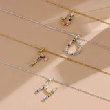 26 Alphabet Necklaces Opal Zirconia 925 Sterling Silver Necklace
