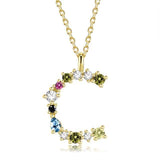 26 Alphabet Necklaces Opal Zirconia 925 Sterling Silver Necklace
