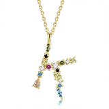 26 Alphabet Necklaces Opal Zirconia 925 Sterling Silver Necklace