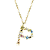 26 Alphabet Necklaces Opal Zirconia 925 Sterling Silver Necklace