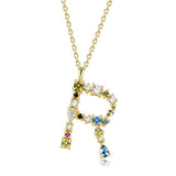 26 Alphabet Necklaces Opal Zirconia 925 Sterling Silver Necklace
