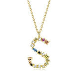 26 Alphabet Necklaces Opal Zirconia 925 Sterling Silver Necklace