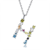 26 Alphabet Necklaces Opal Zirconia 925 Sterling Silver Necklace