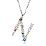 26 Alphabet Necklaces Opal Zirconia 925 Sterling Silver Necklace