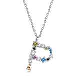 26 Alphabet Necklaces Opal Zirconia 925 Sterling Silver Necklace