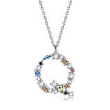 26 Alphabet Necklaces Opal Zirconia 925 Sterling Silver Necklace