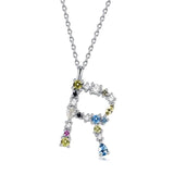 26 Alphabet Necklaces Opal Zirconia 925 Sterling Silver Necklace