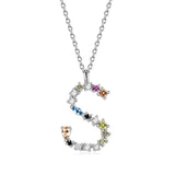 26 Alphabet Necklaces Opal Zirconia 925 Sterling Silver Necklace