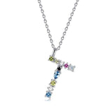 26 Alphabet Necklaces Opal Zirconia 925 Sterling Silver Necklace