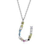 26 Alphabet Necklaces Opal Zirconia 925 Sterling Silver Necklace