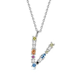26 Alphabet Necklaces Opal Zirconia 925 Sterling Silver Necklace
