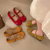Women Vintage Mary Janes, 2026 Summer New, Inner Wedge Square Toe Ballet Flats, Versatile Flat Slip-On Shoes