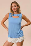 BiBi Rayon Span Knit With Cut Out Front Sleeveless Top