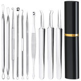 Pimple Popper Tool Kit10 Pcs Professional Blackhead Remover Comedones Extractor for Easy Removal for PimplesBlackheadsZit Removing Facial and Nose Acne Removal Kit with Metal Box (Silver)