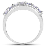 1.44 Carat Genuine Tanzanite & White Topaz .925 Sterling Silver Ring