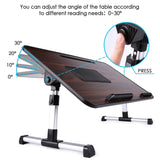 26.6 Foldable Adjustable Laptop Tray Stand Desk with CPU Cooling Fans & Mouse Pad